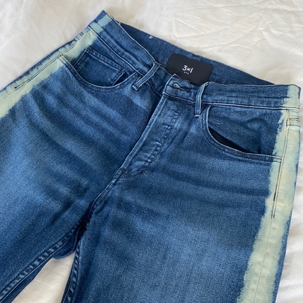 Denim with light wash stripe